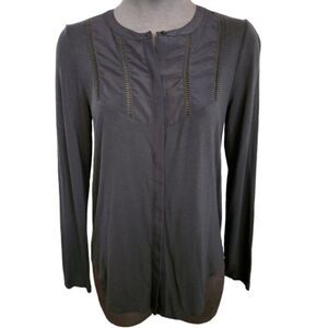 LN BANANA REPUBLIC MIXED MEDIA BUTTON FRONT LONG SLEEVE TOP SZ. XS
